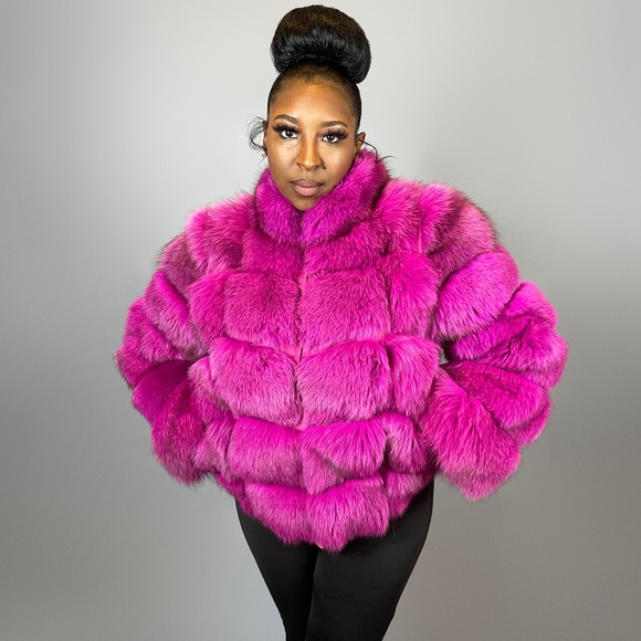 Hooded Coat Faux Fur Pink Overcoat Women's Faux Fur Bubble Coat
